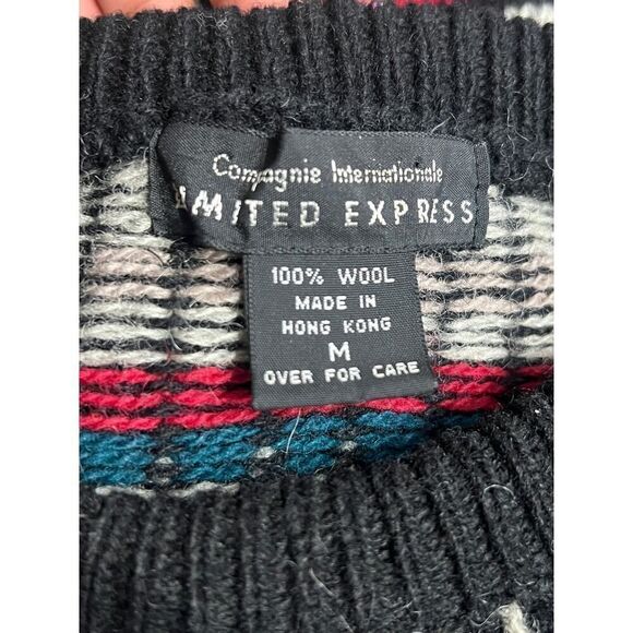 Vintage Limited Express Sweater Womens Medium Wool Striped Design Hong Kong  M - Picture 6 of 6